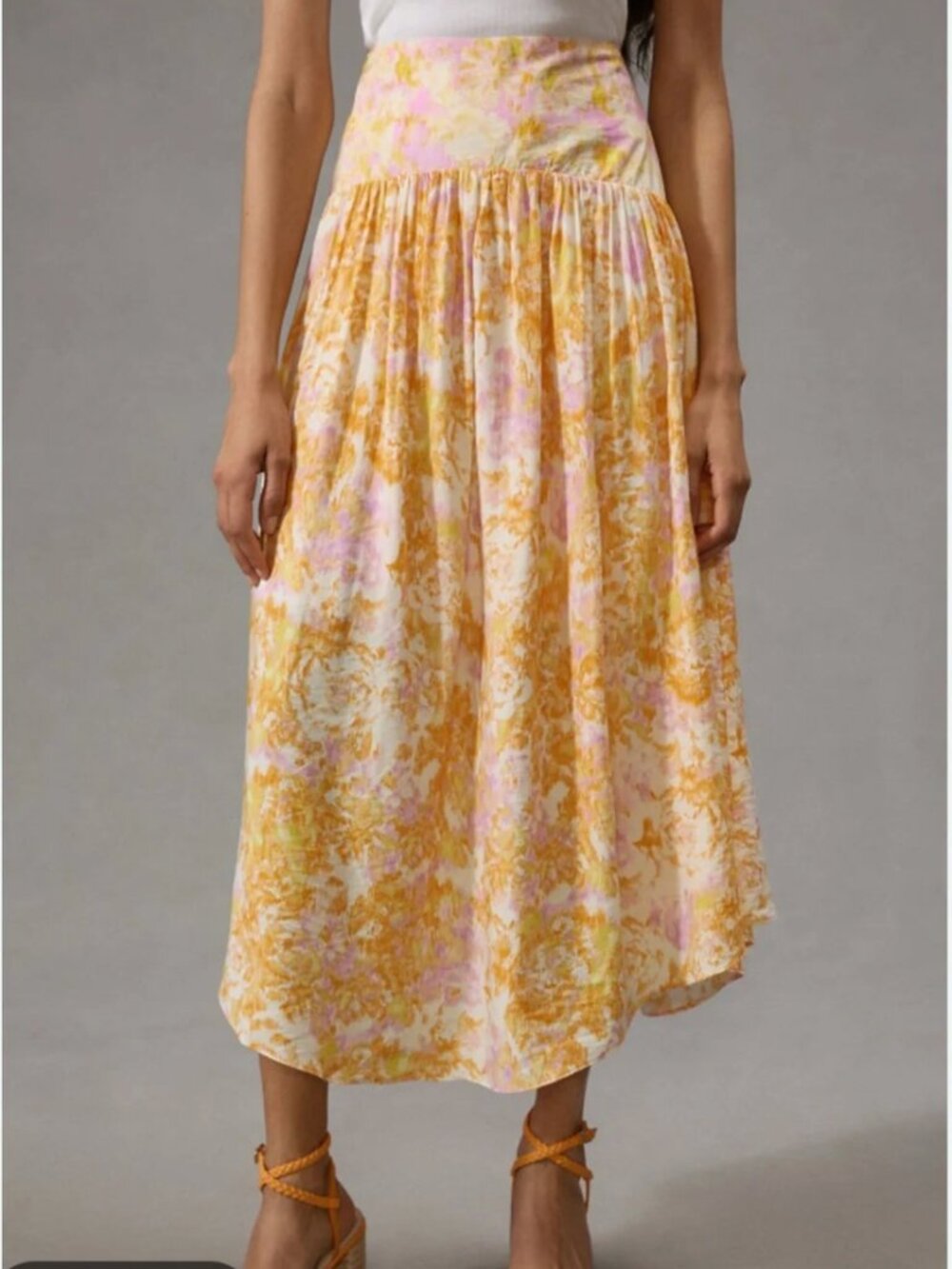 Anthropologie Maeve Midi Floral Flowy skirt size M